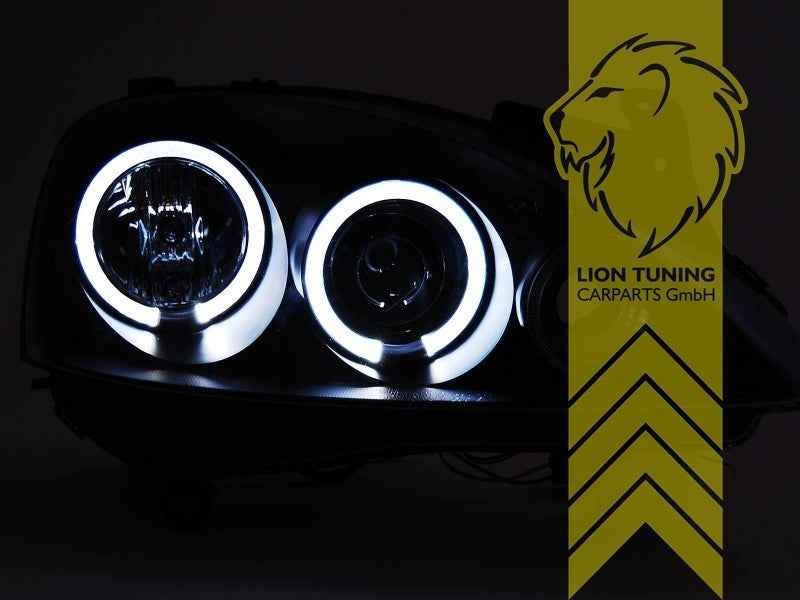 LTG Pair LED DRL Halo Ring Headlights Opel Corsa C Combo C 00-12 FL black LHD