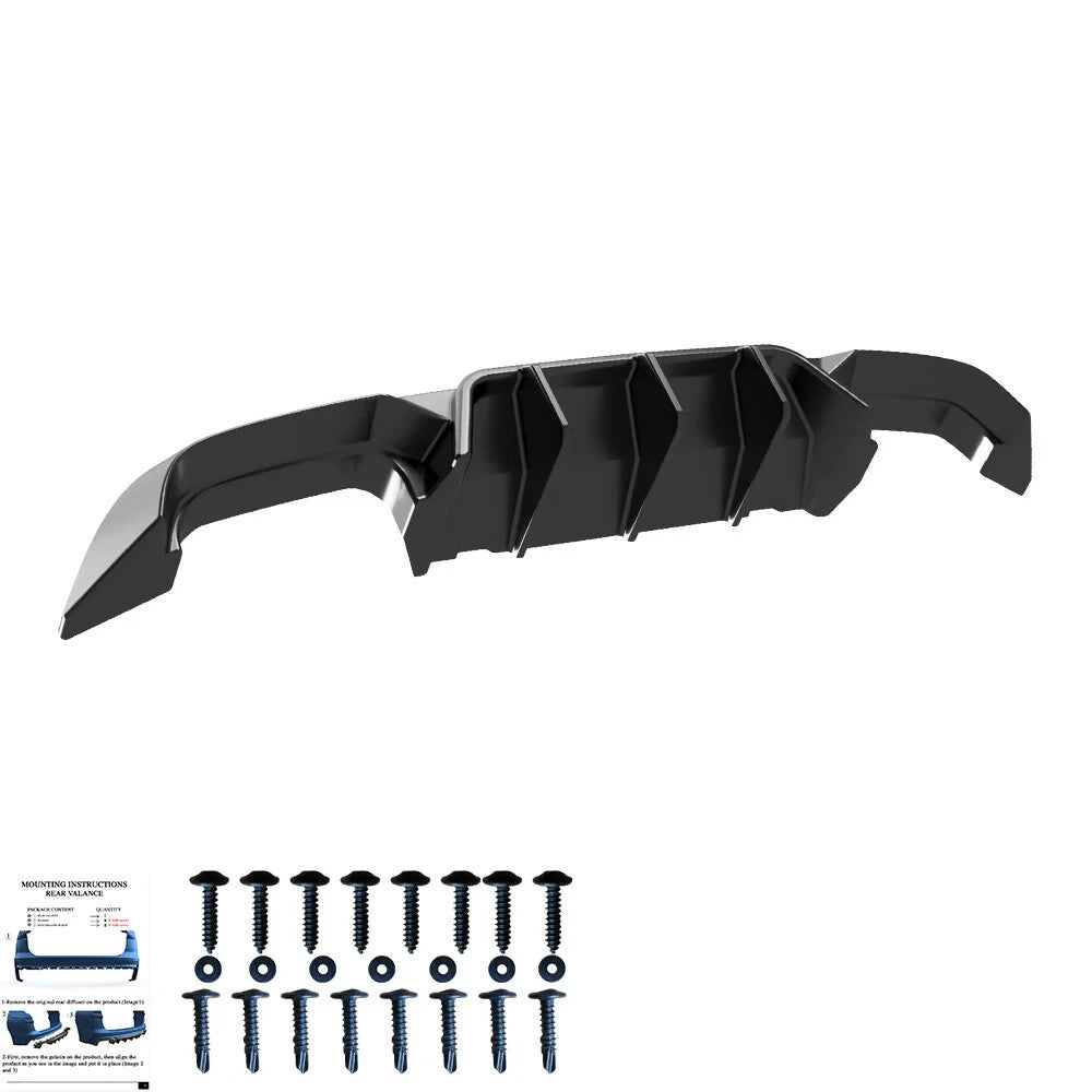 OW Rear Diffuser Valance VW Golf MK 7 R 13-16 Gloss Black ABS