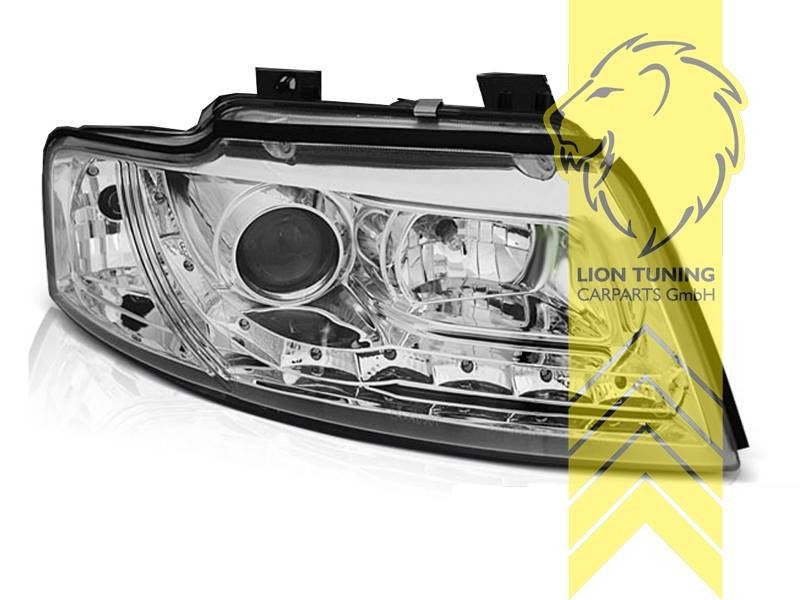 LTG Pair Aftermarket LED DRL Headlights Audi A4 B6 B7 8E 02-06 Cabrio chrome LHD