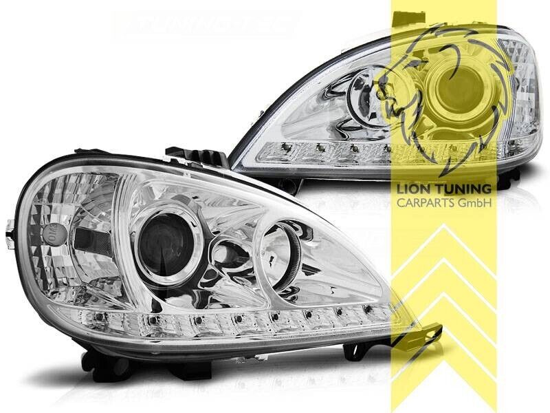 LT Pair LED DRL Lightbar Halo Headlights Mercedes W163 ML M-Class Chrome 98-01 LHD