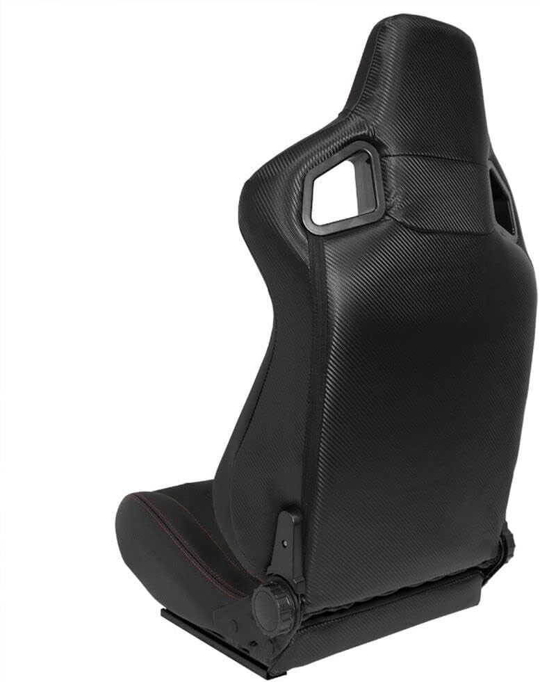 Pair ATS RK x2 Universal Sports Bucket Seats Black Red Stitch +runners UK STOCK