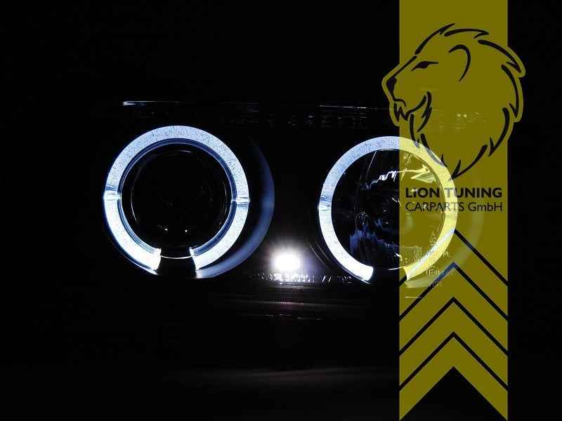 LTG Pair LED DRL Halo Ring Headlights VW Vento 1H2 91-98 Black LHD