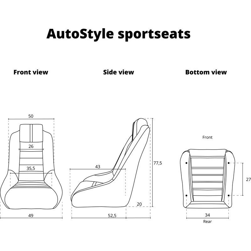 AS x1 Univ Classic RS Black Blue Car Retro Kit Fixed Back Bucket Seat + slides