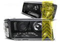 LT Pair LED DRL Halo Projector Headlights Mercedes W201 190E 82-93 Black H1 LHD