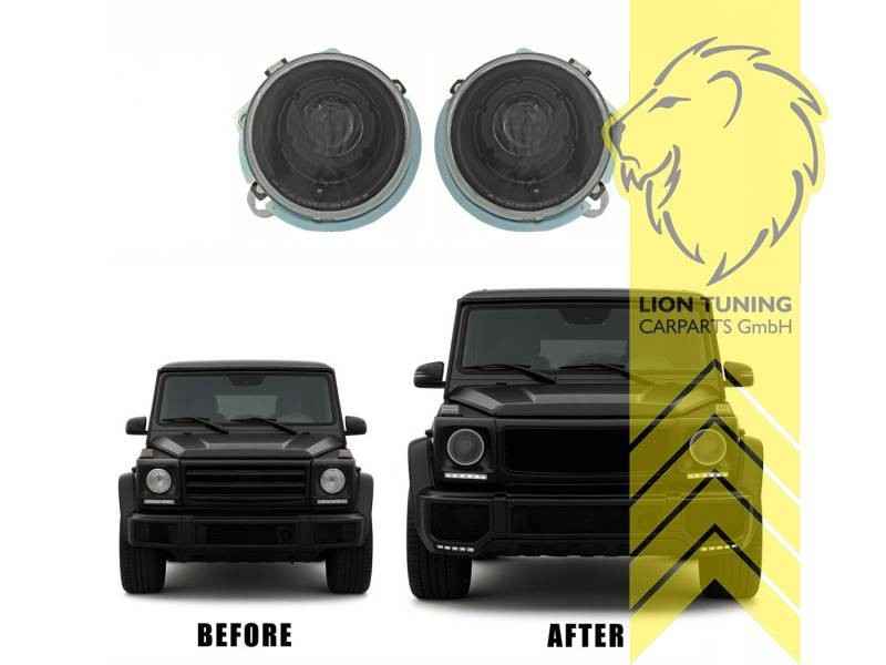 LTG Pair LED DRL Headlights Mercedes W461 W463 G-Class 89-06 black LHD