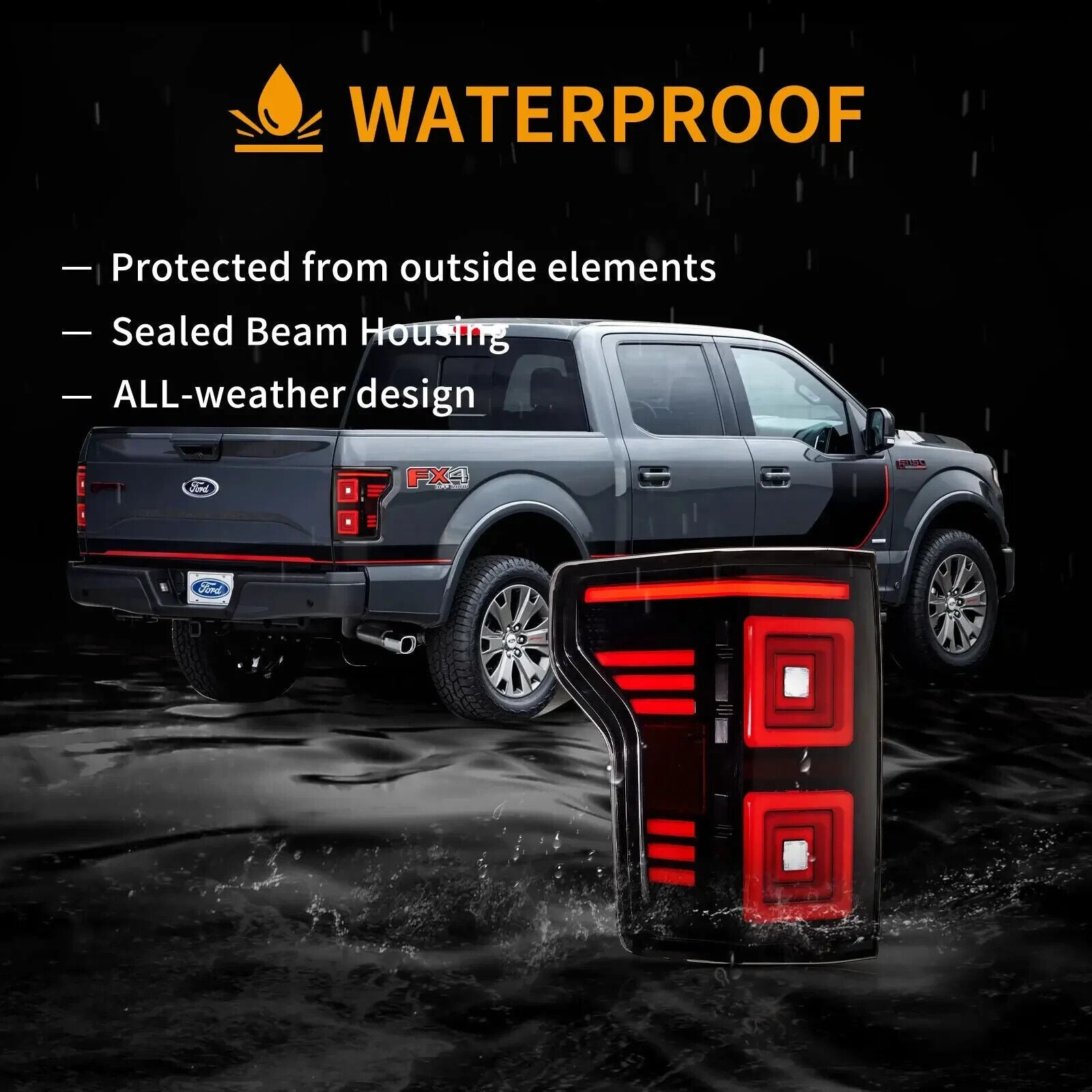 VLAND 15-20 Ford F150 13 P552 Lightbar LED DRL Rear Lights Tail Lamps LHD