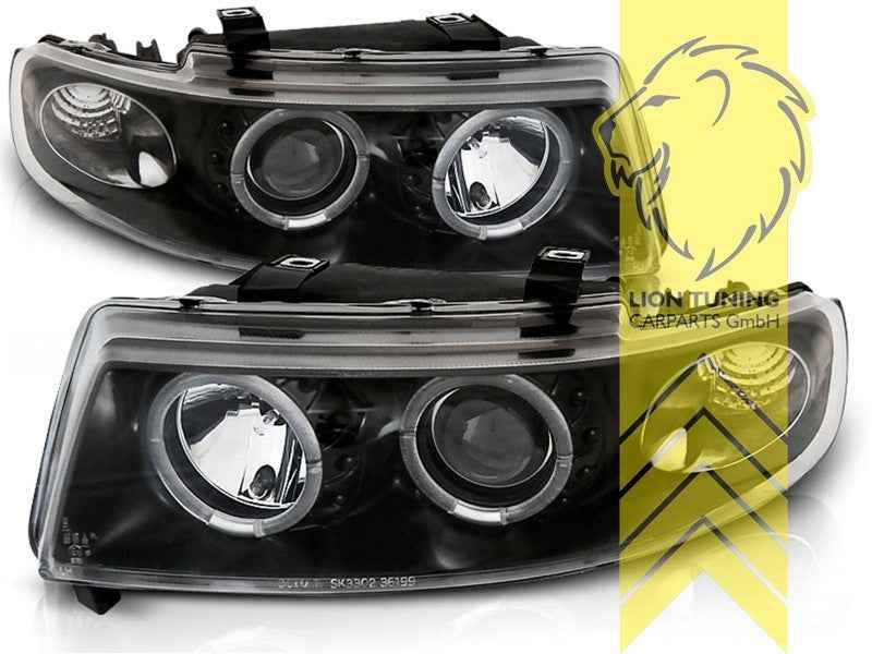 LTG Pair LED DRL Halo Ring Headlights Seat Leon 1M Toledo 2 98-06 black LHD