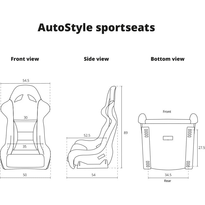 x2 (a Pair) Autostyle Black Blue Fixed Back Car Bucket Seats HD Textile Track Drift Road