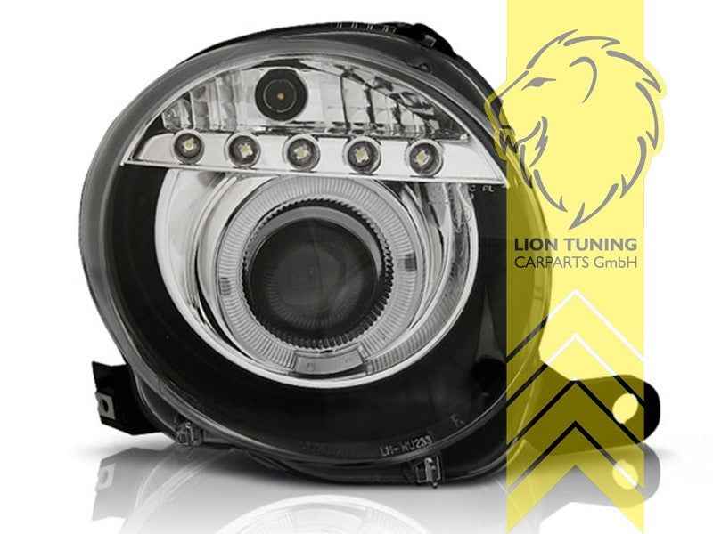 LTG Pair LED DRL Halo Headlights Fiat 500 312 595 695 C 07-15 + Abarth black LHD