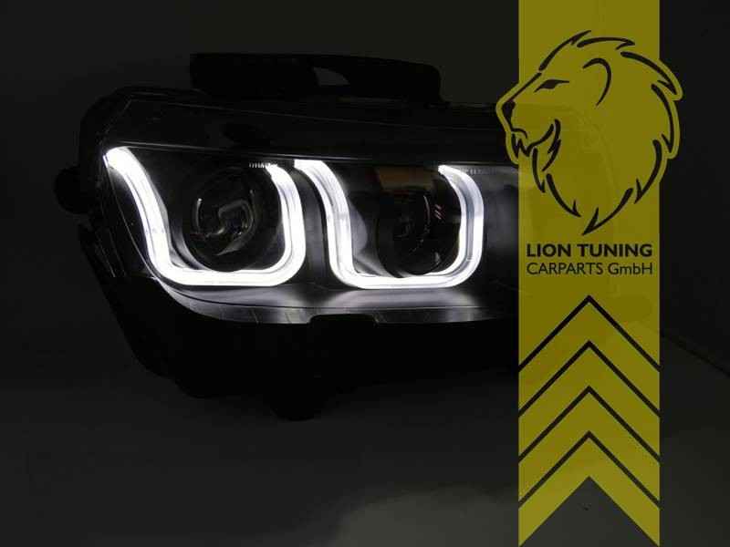 LTG Pair LED Halo DRL Headlights Chevrolet Camaro 5 FL 13-16 Black EXPORT ONLY