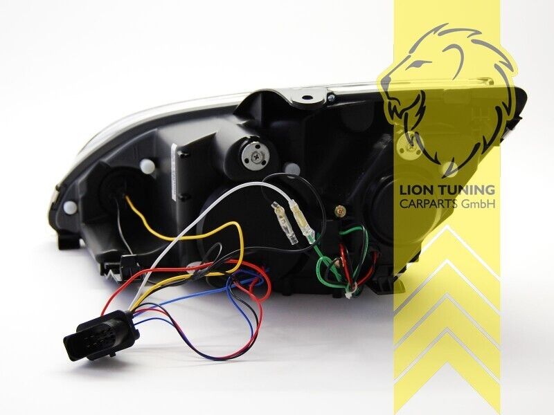 LT LED DRL Halo Lightbar Headlights Ford Focus 2 MK2 04-08 Chrome LHD