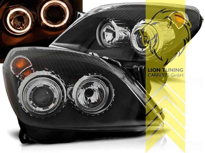 LTG Pair LED Headlights Skoda Opel Astra H L48 L35 L08 L69 04-10 black RHD / LHD
