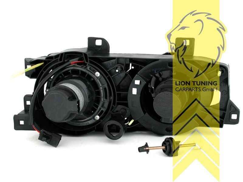 LTG Pair Headlights BMW E34 Sedan Touring E32 Crosshair M5 S38 86-97 black LHD
