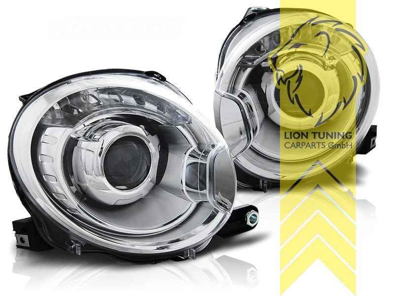 LTG DEPO Pair LED DRL Halo Headlights Fiat 500 312 595 695 C Abarth 07-15 LHD