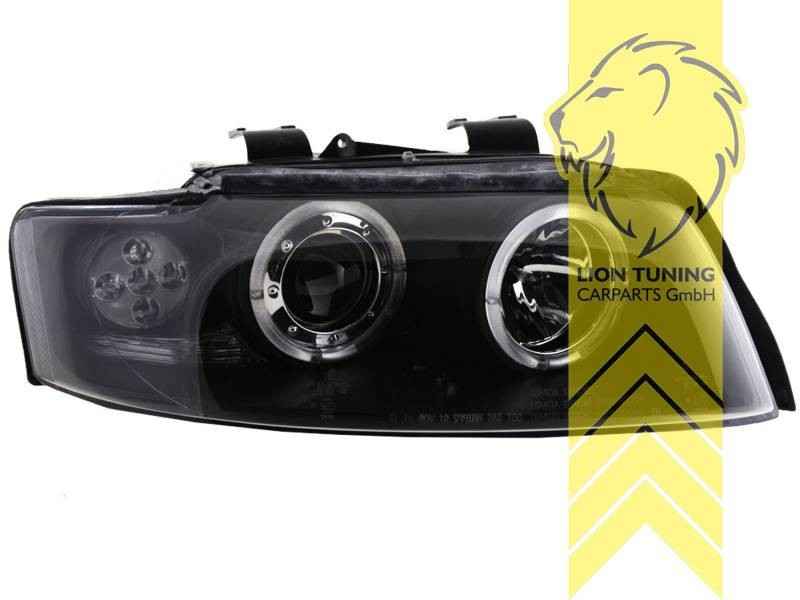 LTG Aftermarket LED DRL Headlights Audi A4 B6 8E 00-04 Sedan Avant Black LHD