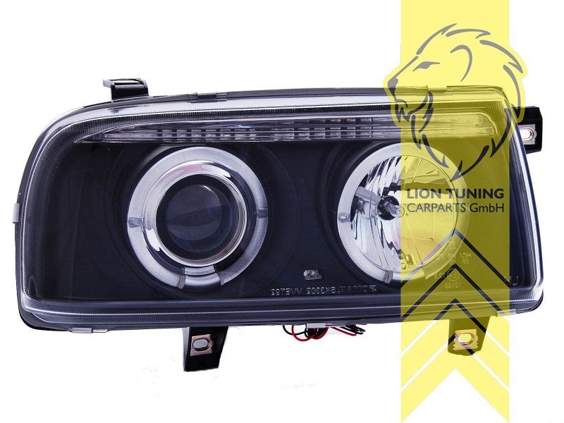 LTG LED Halo Ring Angel Eyes Headlights VW Vento 1H2 91-98 black H1 / H1 LHD