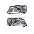 AMCP Pair LED Halo Ring Headlights PEUGEOT 106 96-03 Chrome LHD
