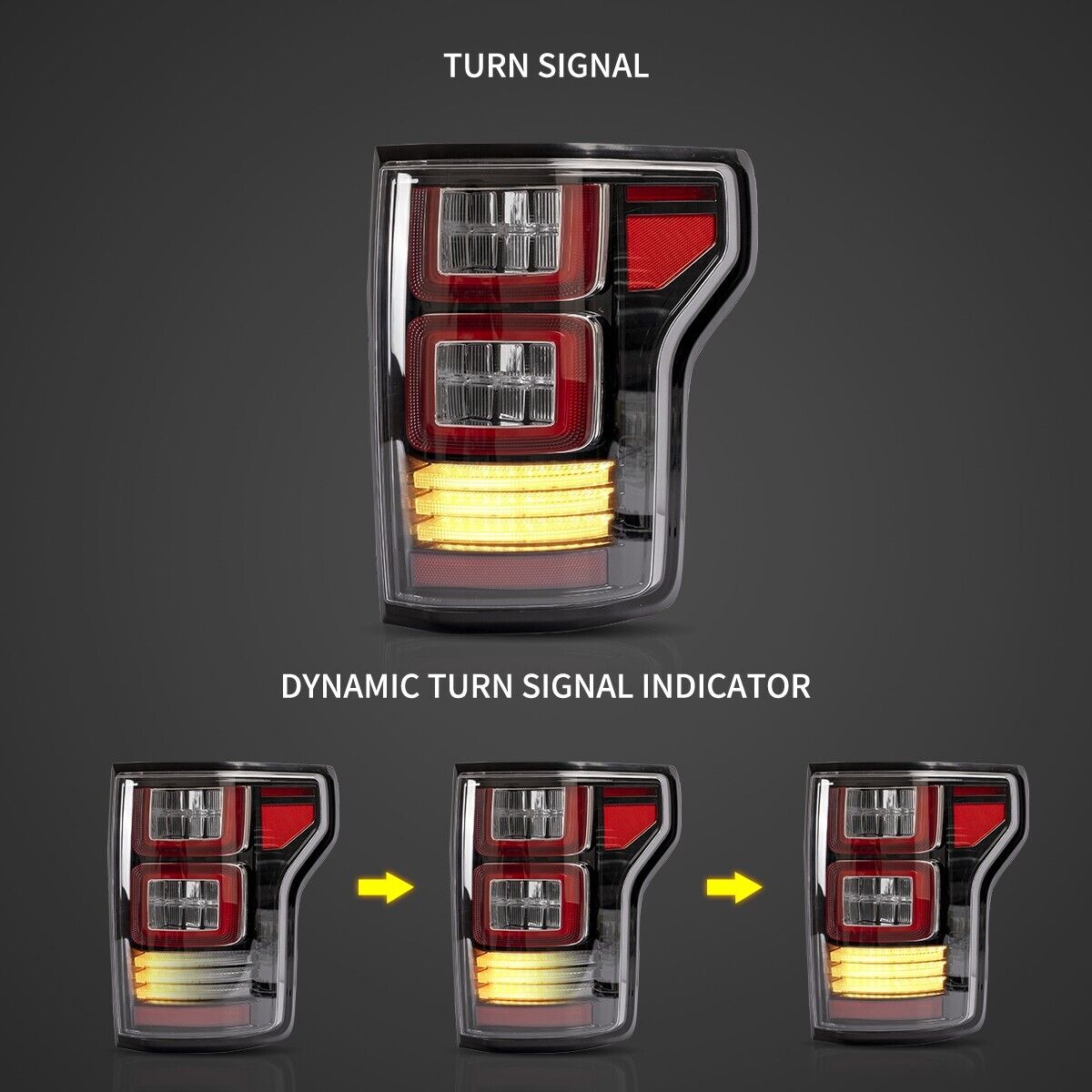 VLAND 15-20 Ford F150 13 P552 Lightbar LED DRL Rear Lights Tail Smoke DYNAMIC
