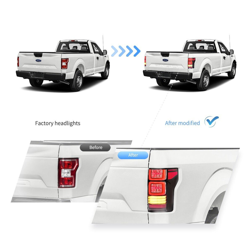 VLAND 15-20 Ford F150 13 P552 Lightbar LED DRL Rear Lights Tail Smoke DYNAMIC
