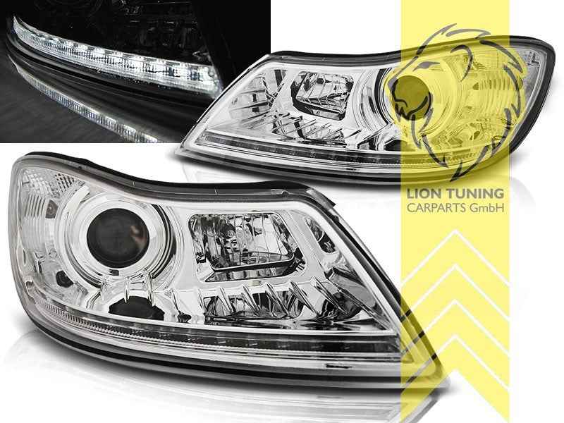 LTG Pair LED DRL Headlights Skoda Octavia 2 1Z Facelift 1Z3 1Z5 09-13 LHD