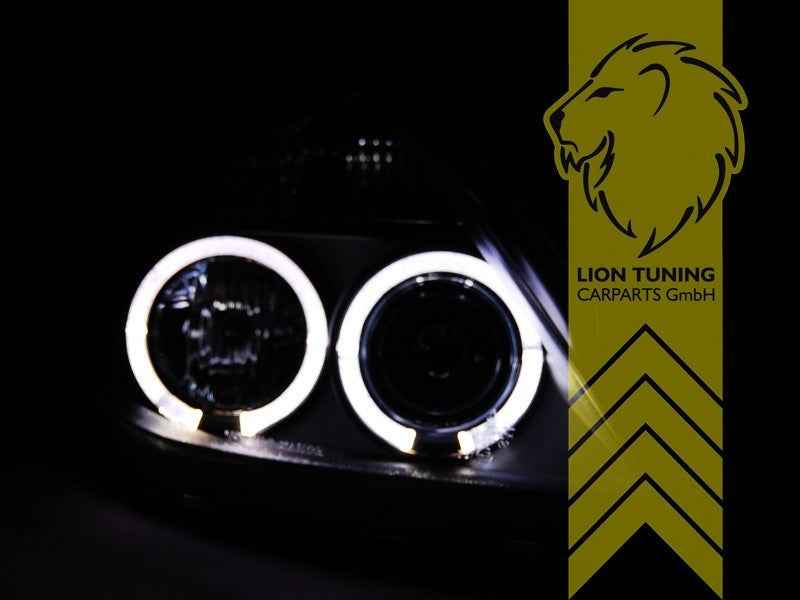 LTG Pair LED DRL Halo Headlights Ford KA RB 96-08 Black LHD