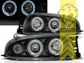LT Pair LED DRL Halo Ring Headlights Ford Fiesta 4 JAS JBS 95-99 JA JB black LHD