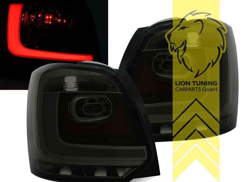 LTG Pair LED Rear Lights Tail Lamps VW Polo 6R 09-14 Black Smoke LHD