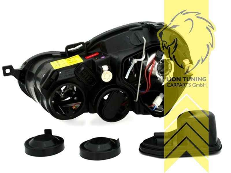 LTG Pair LED DRL Halo Lightbar Headlights VW Polo 9N 9N3 01-05 Black LHD