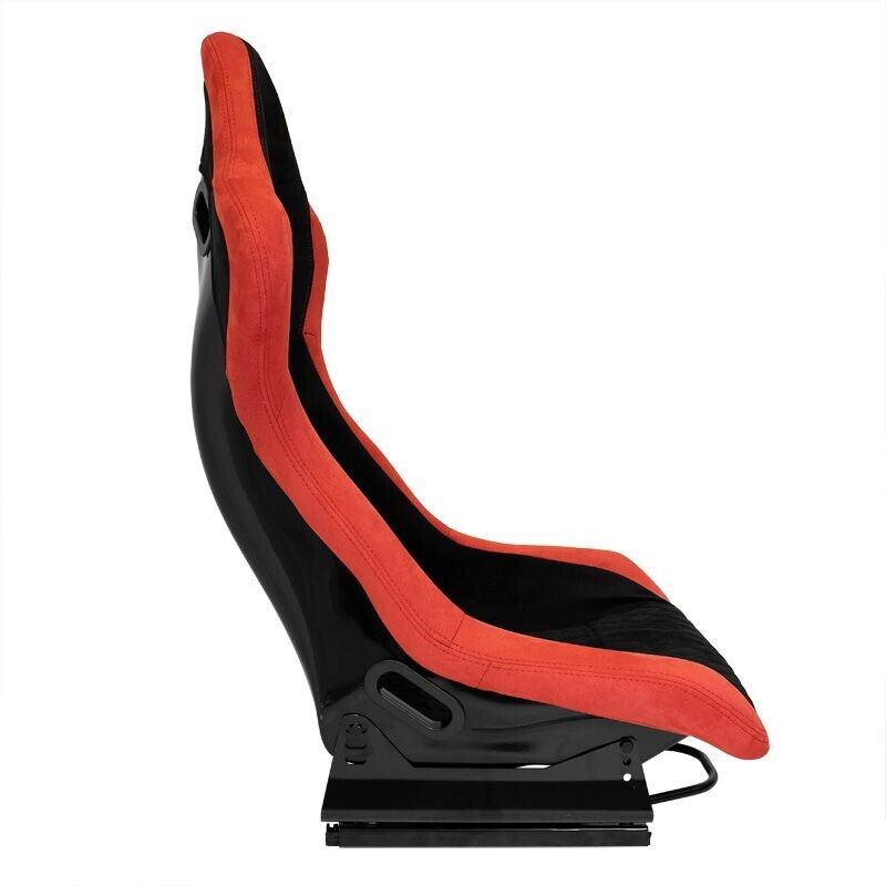 ATS x1 Luxe Fixed Hard Back Paintable Universal Sports Bucket Seat Black Red Diamond Stitch Alcantara