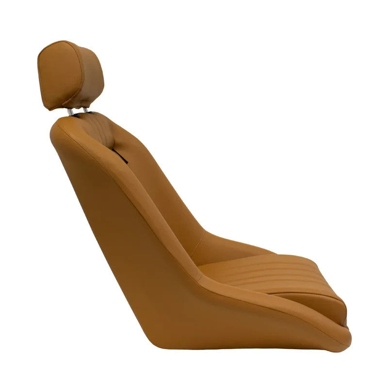 UK Auto-Style Pair Beige Tan Bucket Seats Headrests Classic Car Retro Vintage