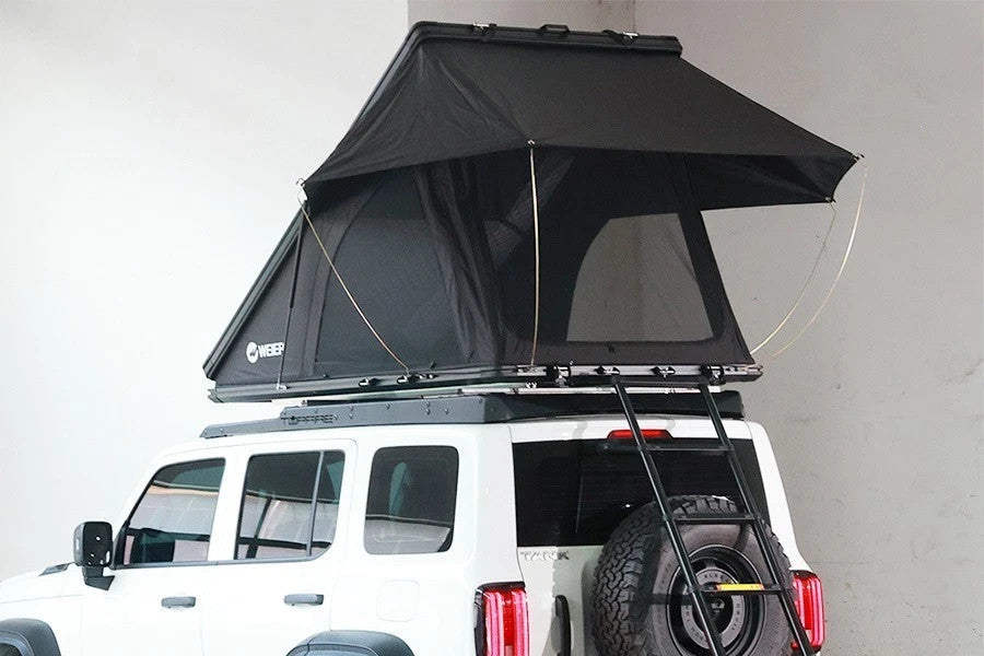 WEIER Aluminum Clamshell Hard Shell Triangle Roof Top Tent 2P + Mattress Ladder