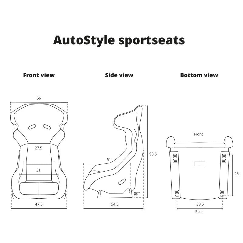 ATST x1 FS Universal Bucket Seats Hard Shell Fiberglass Back Black Faux + slides