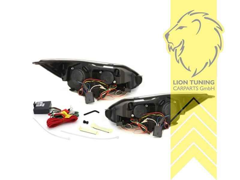 LTG Pair LED DRL Lightbar Headlights Ford Focus 3 11-14 black LHD