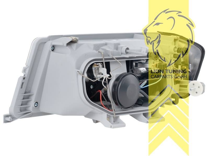 LTG Pair LED Halo Ring Headlights W201 190E 82-93 H1 + H7 Black LHD