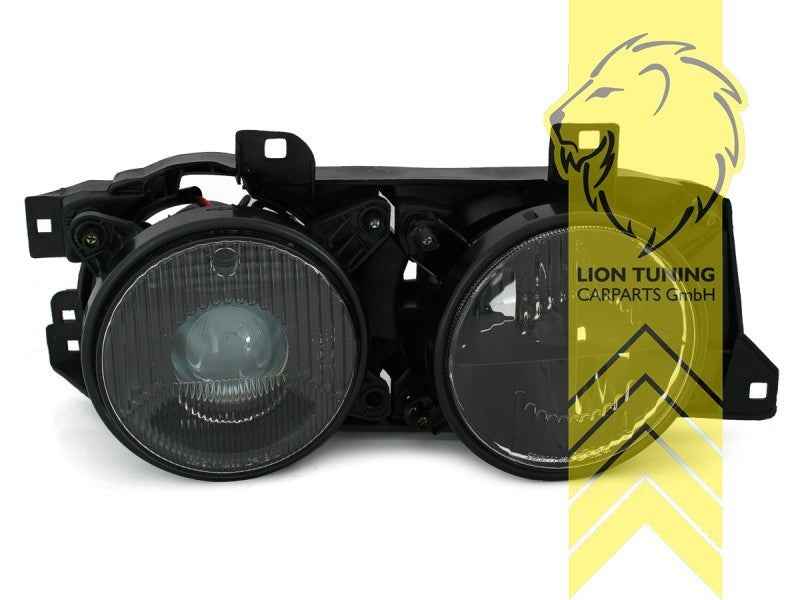 LTG Pair Headlights BMW E34 Sedan Touring E32 Crosshair M5 S38 86-97 black LHD