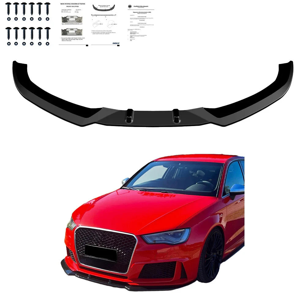 OW Front Bumper Lip Splitter AUDI RS3 8V 15-16 Sportback Gloss Black