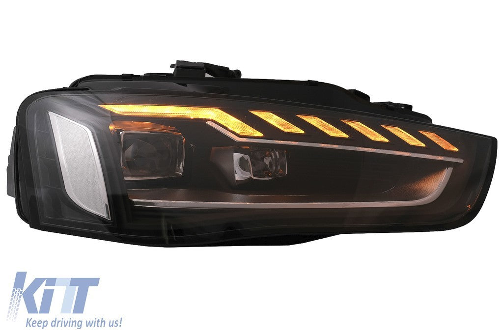 KT LUXE Pair Full LED DRL Seq Dyna Headlights Audi A4 B8.5 Facelift 12-15 LHD