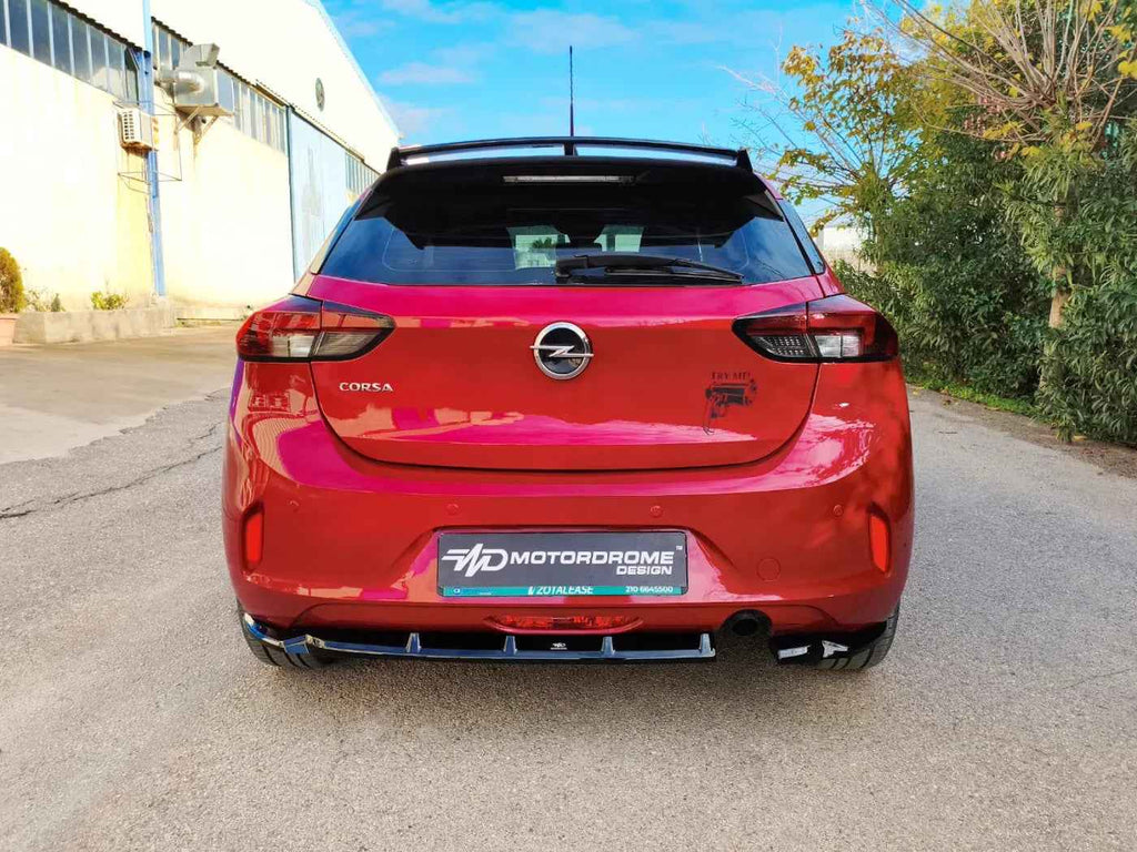 Motordrome Design Rear Bumper Splitter Diffusor Opel Corsa F 19+ Glossy Black