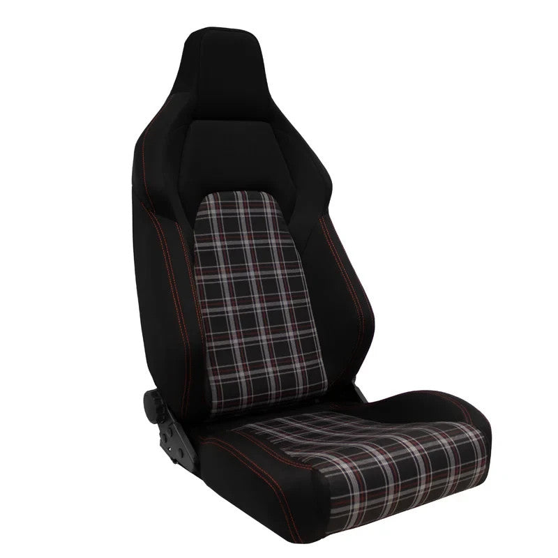 ATST x1 Universal Car Van Camper Sim Bucket Seat Black Red Check Tartan Plaid