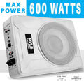 UK PYLE Car 8" Low Profile Amplified Subwoofer 600W Compact Under Seat Sub