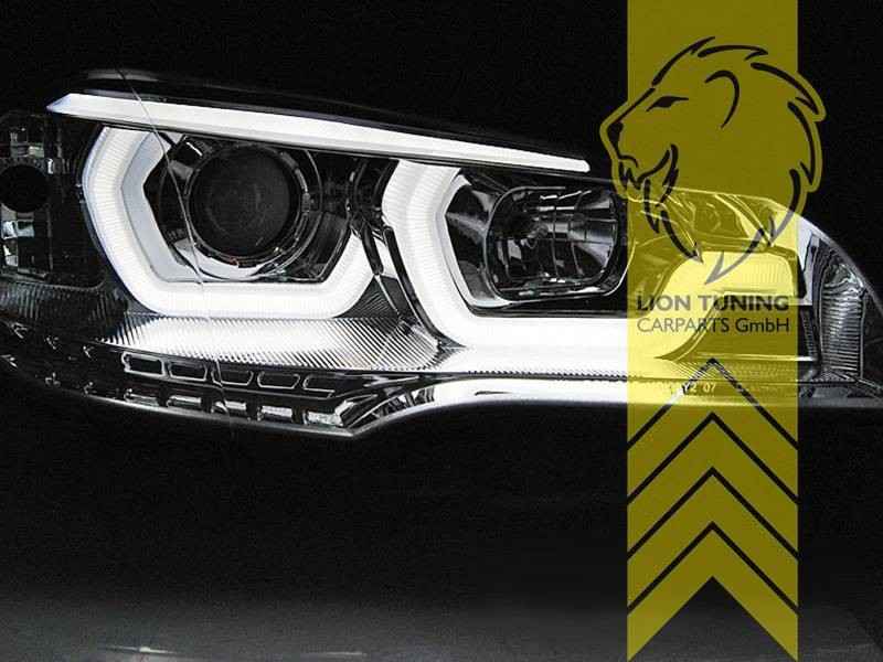 LT Pair LED DRL Lightbar 4D Halo Ring Headlights BMW X5 E70 07-13 chrome LHD