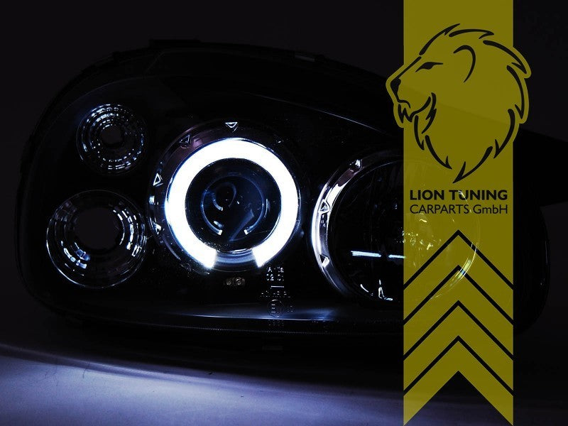 LT Pair LED DRL Halo Ring Headlights Opel Corsa B Combo B 71 93-01 chrome LHD