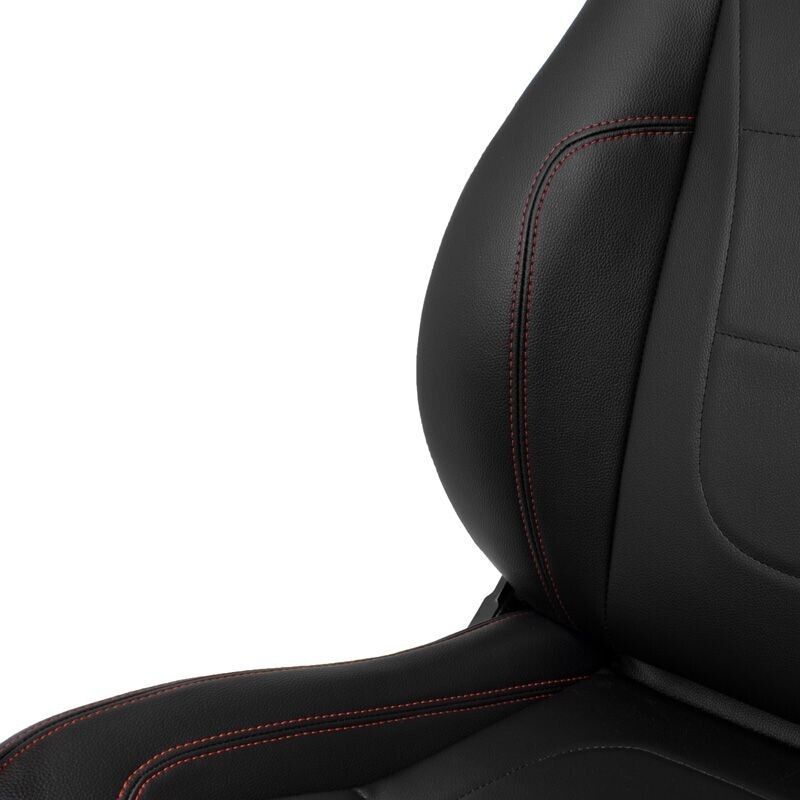 Auto-Style Retro x2 Universal Classic Sports Retro Kit Car Vintage Bucket Seats Black Red Stitch Lumbar + runners + balloon lumbar