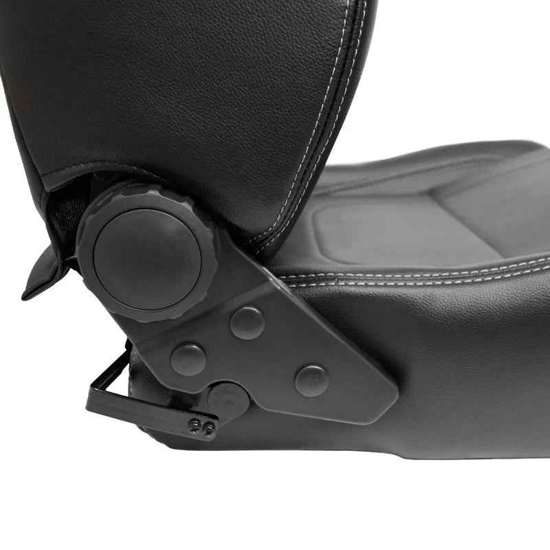 ATST x1 Retro Universal Classic Bucket Seat Black Synth Silver Stitch + slides