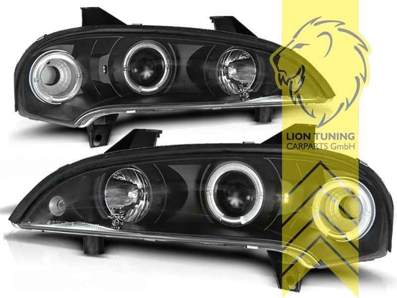 LTG Pair LED DRL Halo Ring Headlights Opel Tigra A Type 95 94-00 black LHD