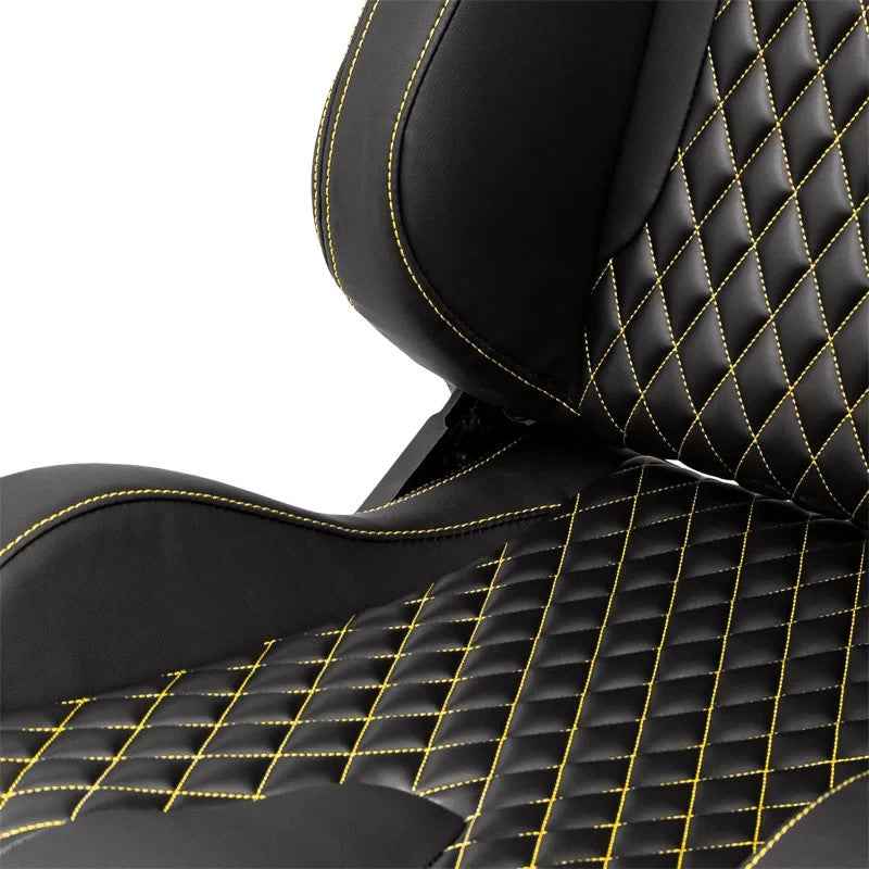 ATST x1 AK Universal Bucket Seat Quilted Yellow Diamond Stitch + slides