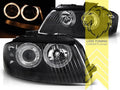 LTG DEPO LED DRL Dual Angel Eye Halo Headlights Audi A3 8P black 03-08 LHD