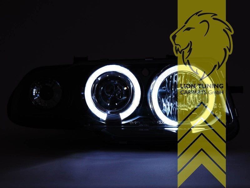 LT Pair LED DRL Angel Eye Headlights Opel Vauxhall Opel Astra F 91-94 Black LHD
