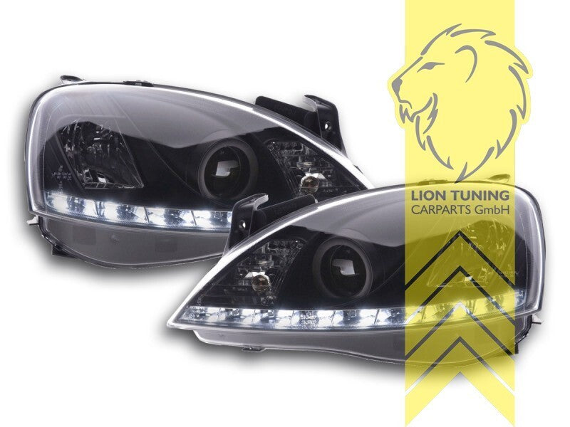 LT Pair LED DRL Angel Eye Halo Ring Headlights Opel Corsa C Combo C black LHD