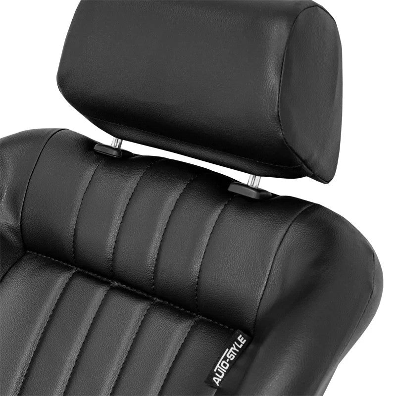 ATST x1 LH Luxe Universal Classic Retro Bucket Seat Black Faux Leather + slides